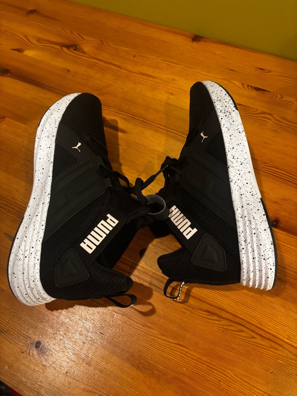 Puma Black Knit High-Top Sneakers with Speckled White Sole0931 - Picture 7 of 10